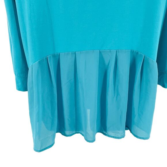 Mountain Mamas Aqua Long Sleeve Knit Peplum Chiffon Essential Tunic Top S/M - Picture 5 of 8